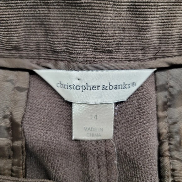 Christopher Banks Pants Womens 14 Brown Corduroy Flat Front Casual Pockets - Picture 9 of 14